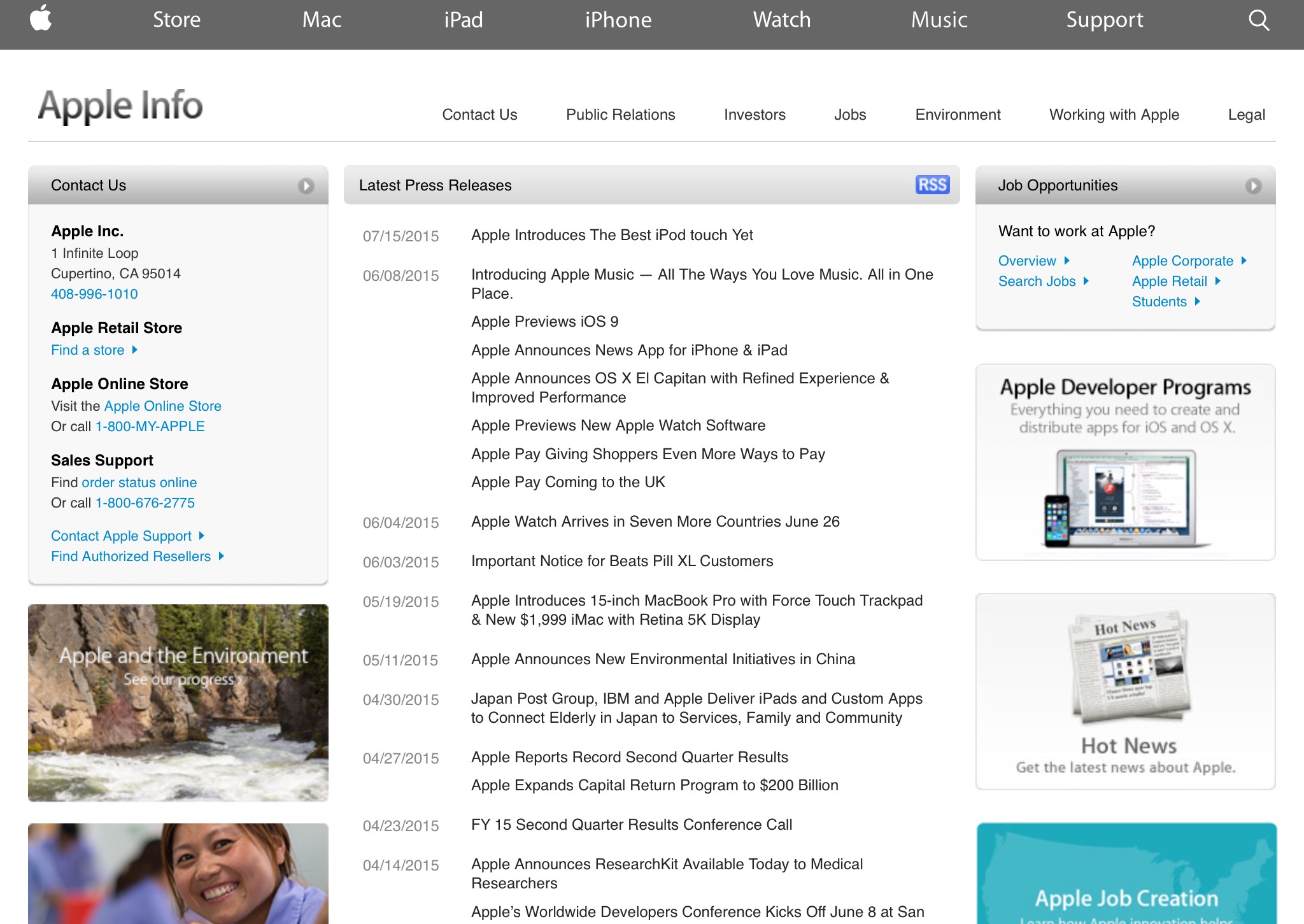 Tlačová správa na stránke Apple.com