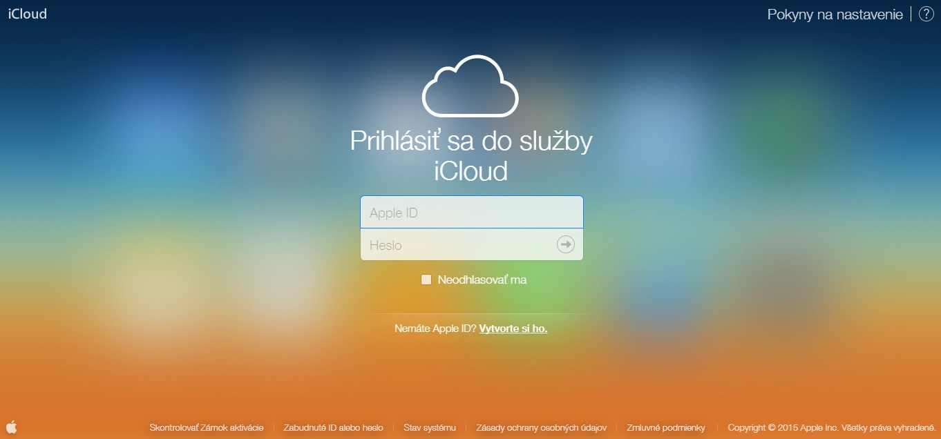 iCloud.com prihlásenie