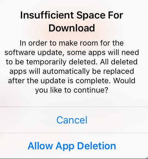 Okno, ktoré sa zobrazí majiteľom iPhonov pred aktualizovaním iOS 9