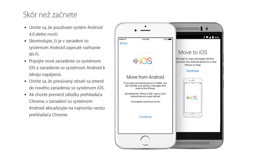Apple vydal Move from Android to iOS